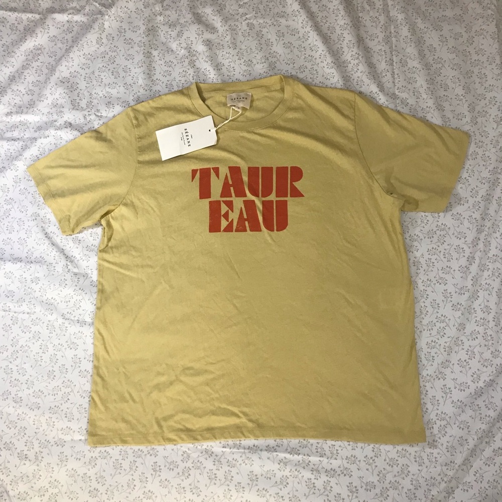 Sezane NWT taureau yellow tshirt size L